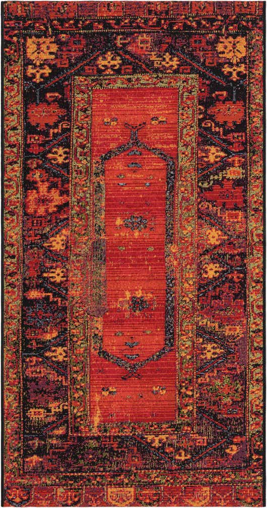 2' 7 x 5' 3 Easy-Clean Tribal Indoor / Outdoor Runner Rug