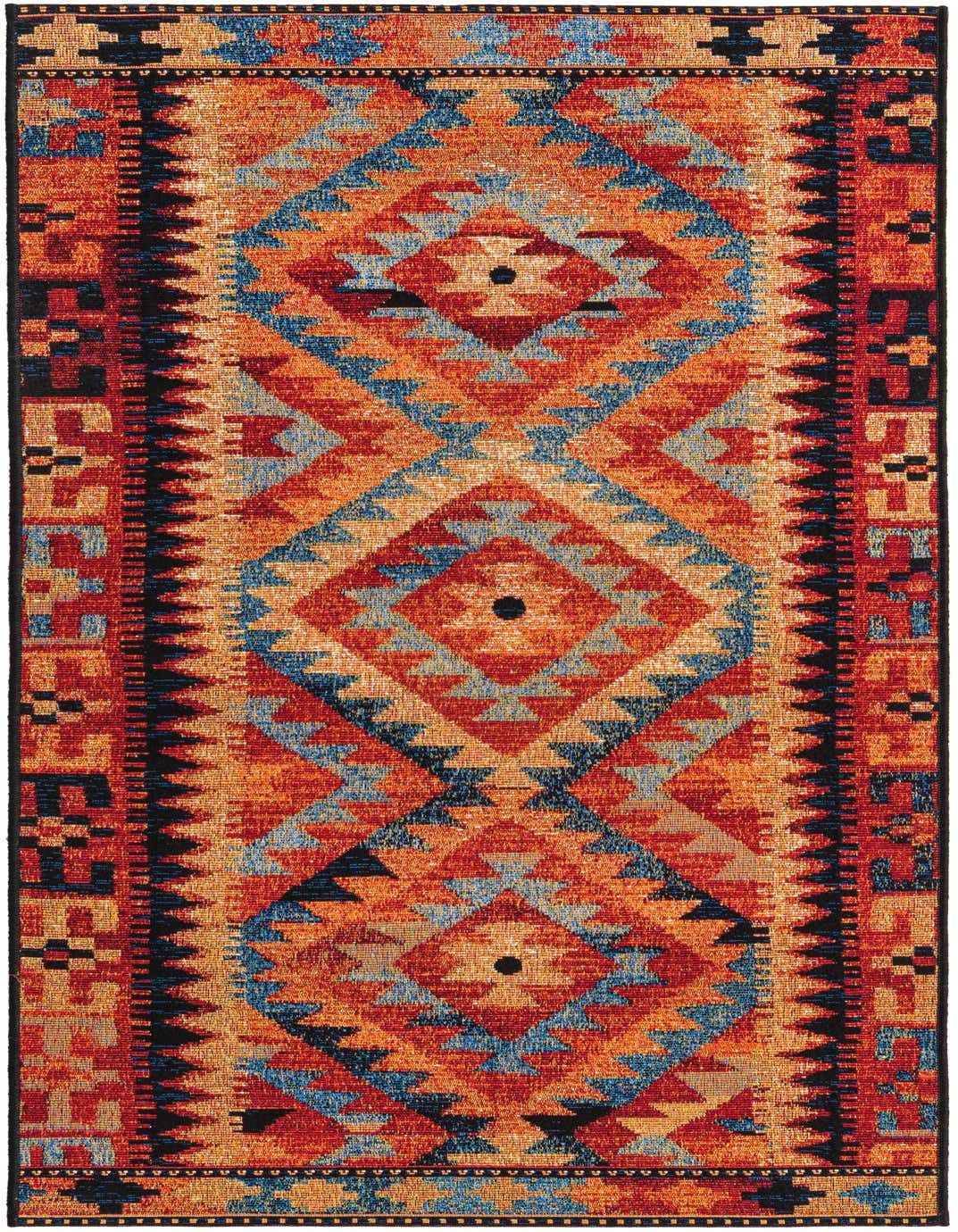 2' 7 x 5' 3 Easy-Clean Tribal Indoor / Outdoor Runner Rug