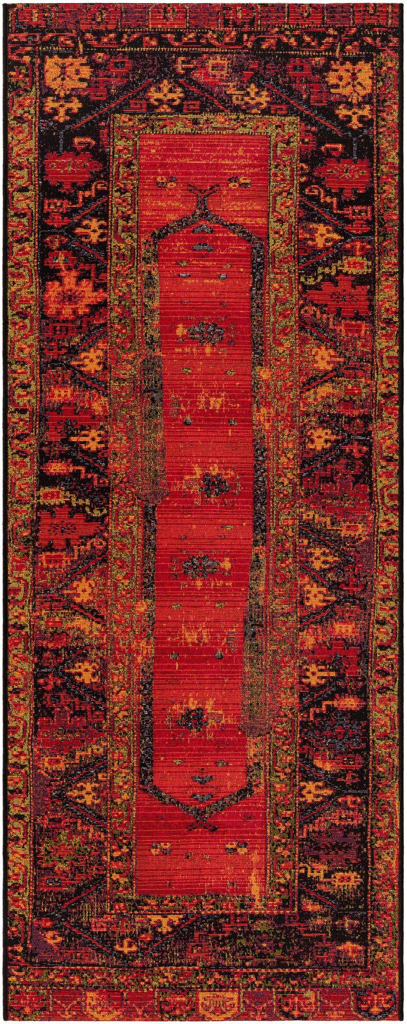 2' 7 x 7' Easy-Clean Tribal Indoor / Outdoor Runner Rug