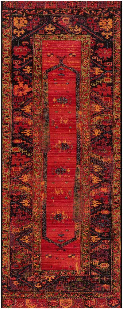 2' 7 x 7' Easy-Clean Tribal Indoor / Outdoor Runner Rug