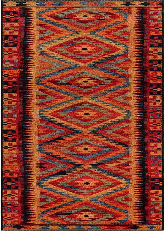 2' 7 x 10' Easy-Clean Tribal Indoor / Outdoor Runner Rug