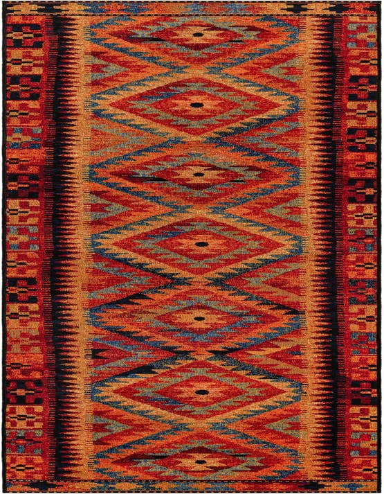 Detail image of 2' 7 x 10' Easy-Clean Tribal Indoor / Outdoor Runner Rug