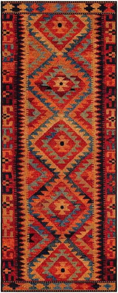 2' 7 x 7' Easy-Clean Tribal Indoor / Outdoor Runner Rug