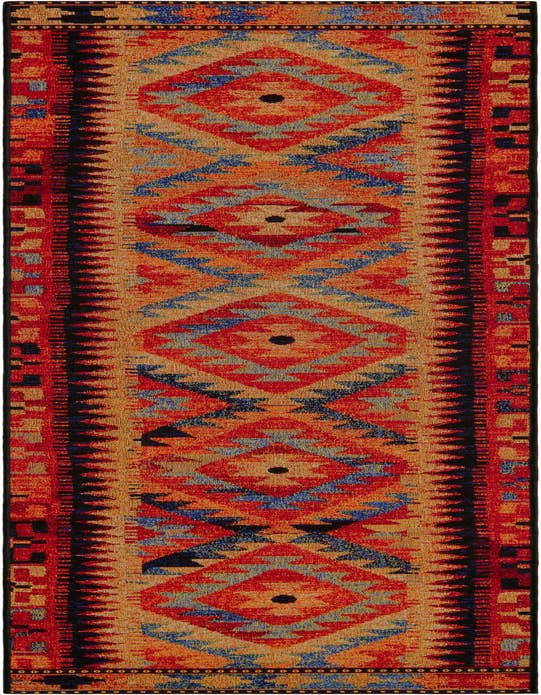 Detail image of 2' x 8' Easy-Clean Tribal Indoor / Outdoor Runner Rug