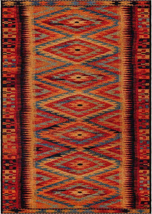 2' 7 x 11' Easy-Clean Tribal Indoor / Outdoor Runner Rug