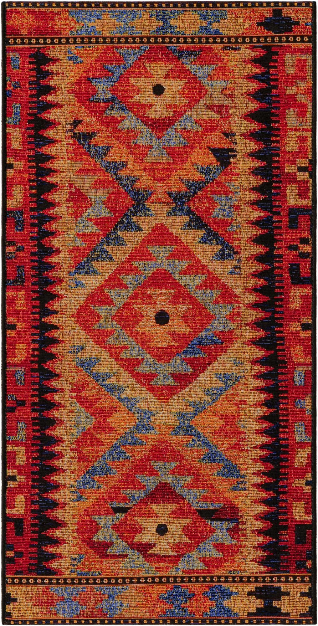 2' x 4' Easy-Clean Tribal Indoor / Outdoor Runner Rug