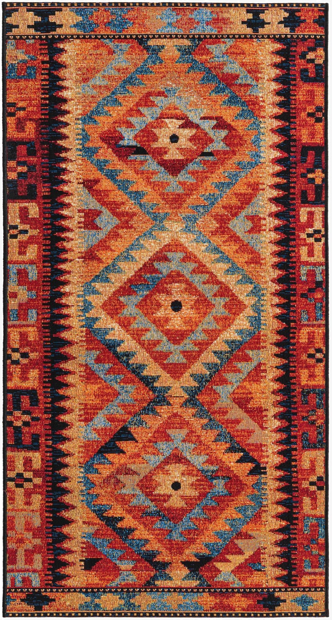 2' 7 x 5' 3  Washable Tribal Indoor / Outdoor Runner Rug