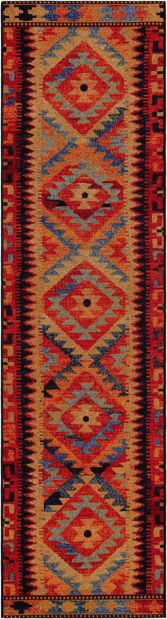 2' x 8'  Washable Tribal Indoor / Outdoor Runner Rug