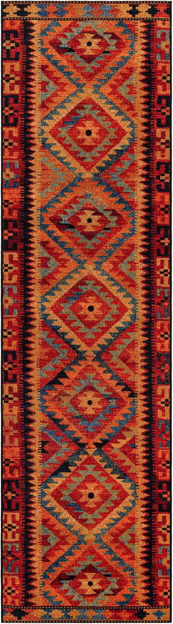2' 7 x 10'  Washable Tribal Indoor / Outdoor Runner Rug