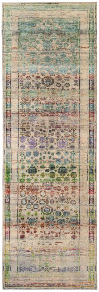 Detail image of 3' 10 x 11' 10 Hand Knotted Ultra Vintage Persian Runner Rug