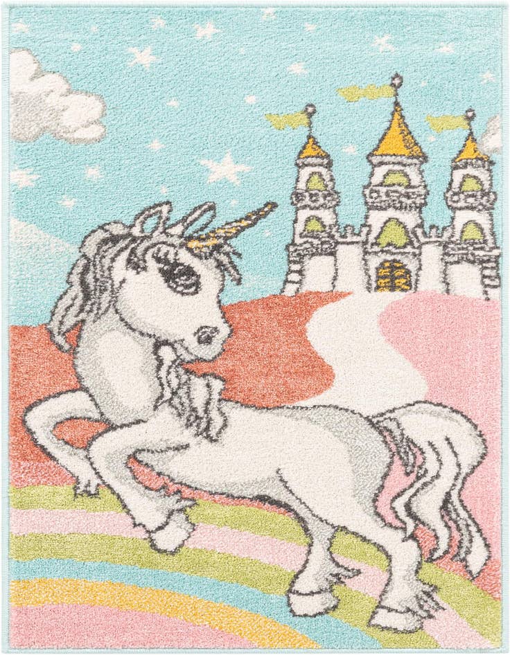 Detail image of 2' 2 x 4' Unicorn Whimsy Kids Runner Rug