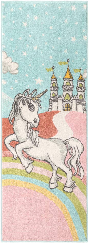 Detail image of 2' 2 x 6' Unicorn Whimsy Kids Runner Rug