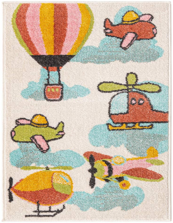 Detail image of 2' 2 x 4' Airplanes Whimsy Kids Runner Rug