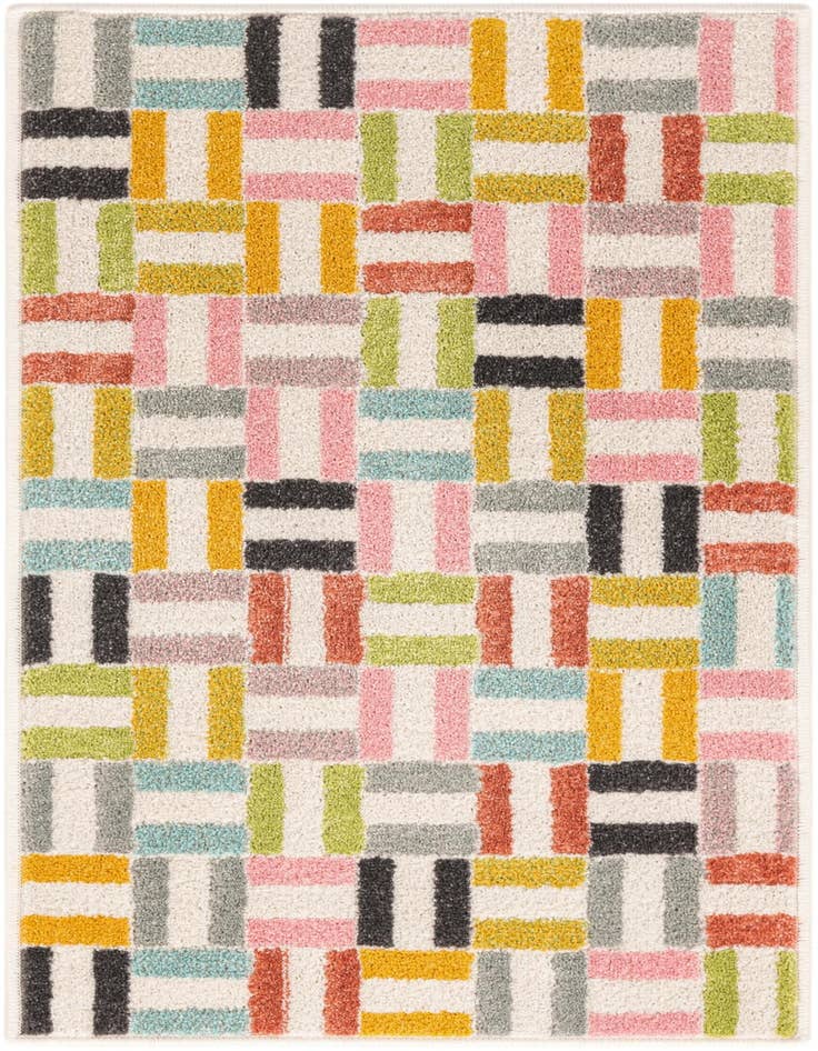 Detail image of 2' 2 x 4' Checkered Whimsy Kids Runner Rug