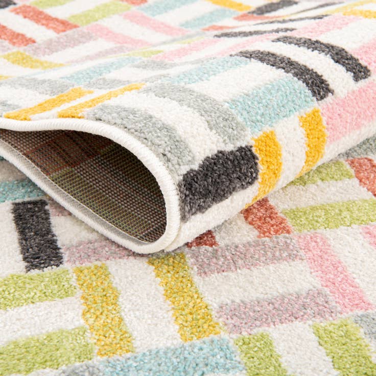 Detail image of 2' 2 x 6' Checkered Whimsy Kids Runner Rug