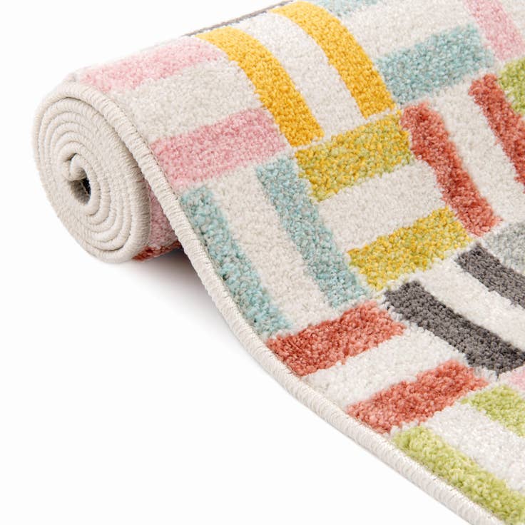 Detail image of 2' 2 x 6' Checkered Whimsy Kids Runner Rug
