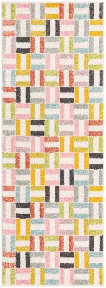 Detail image of 2' 2 x 6' Checkered Whimsy Kids Runner Rug