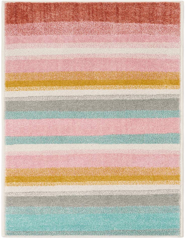 Detail image of 2' x 5' 3 Rainbow Stripes Whimsy Kids Runner Rug