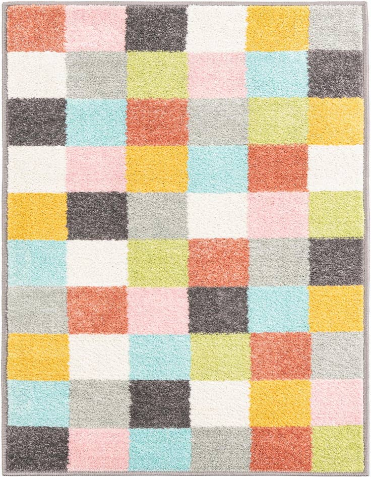Detail image of 2' 2 x 3' 11 Checkered Whimsy Kids Runner Rug