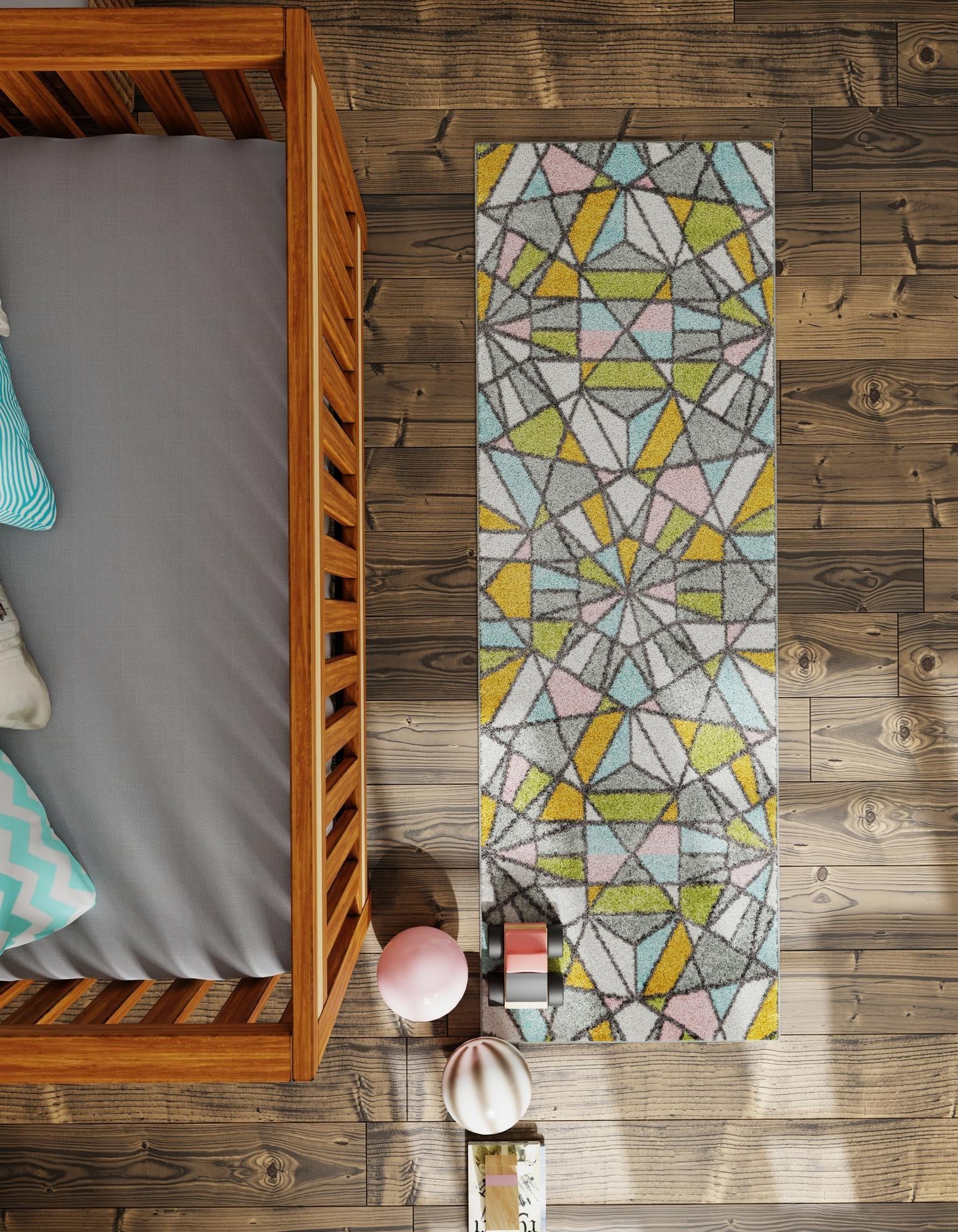 2' 2 x 6' 1 Stained Glass Whimsy Kids Runner Rug