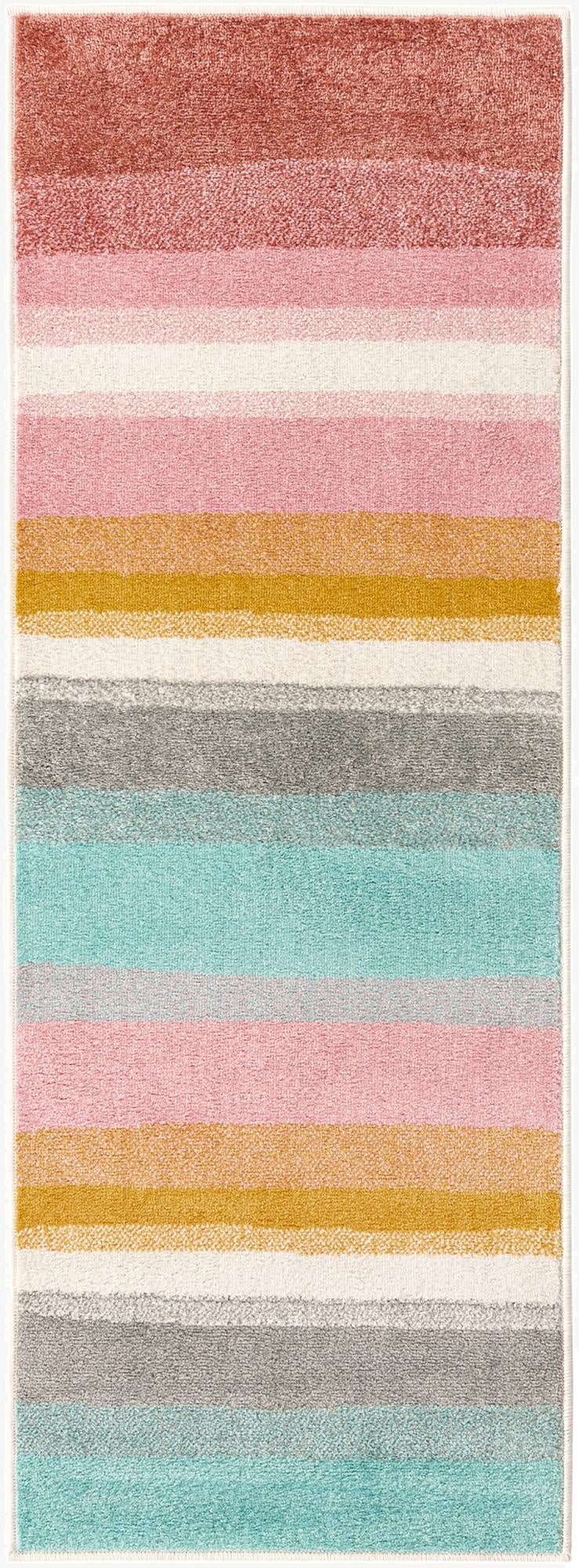2' 2 x 6' Rainbow Stripes Whimsy Kids Runner Rug