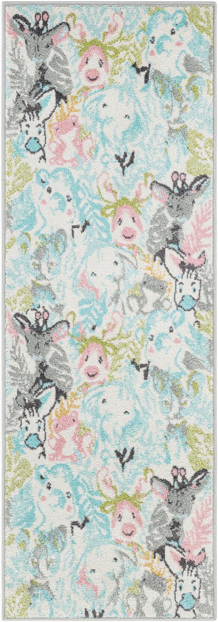 2' 2 x 6' Animals Whimsy Kids Runner Rug