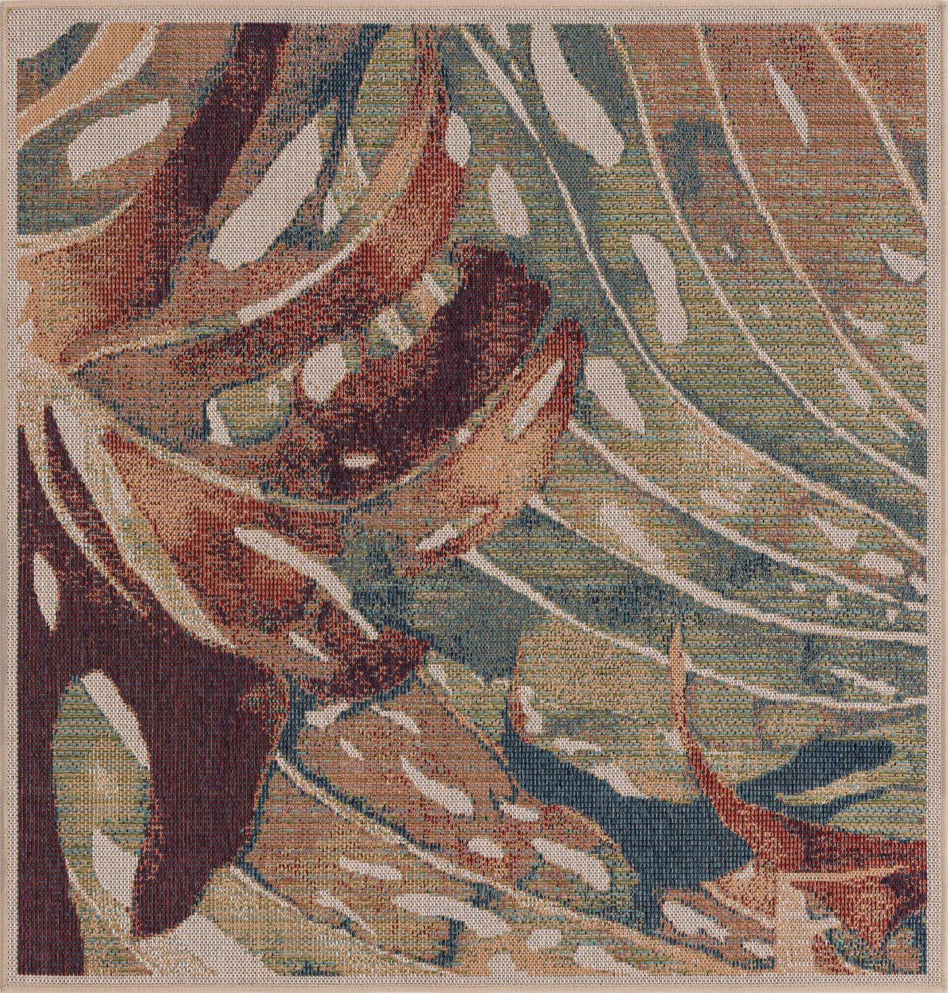 5' 3 x 5' 3  Washable Baja Indoor / Outdoor Square Rug