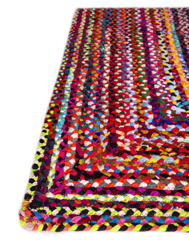 Detail image of 5' 1 x 5' 1 Handmade Braided Chindi Square Rug