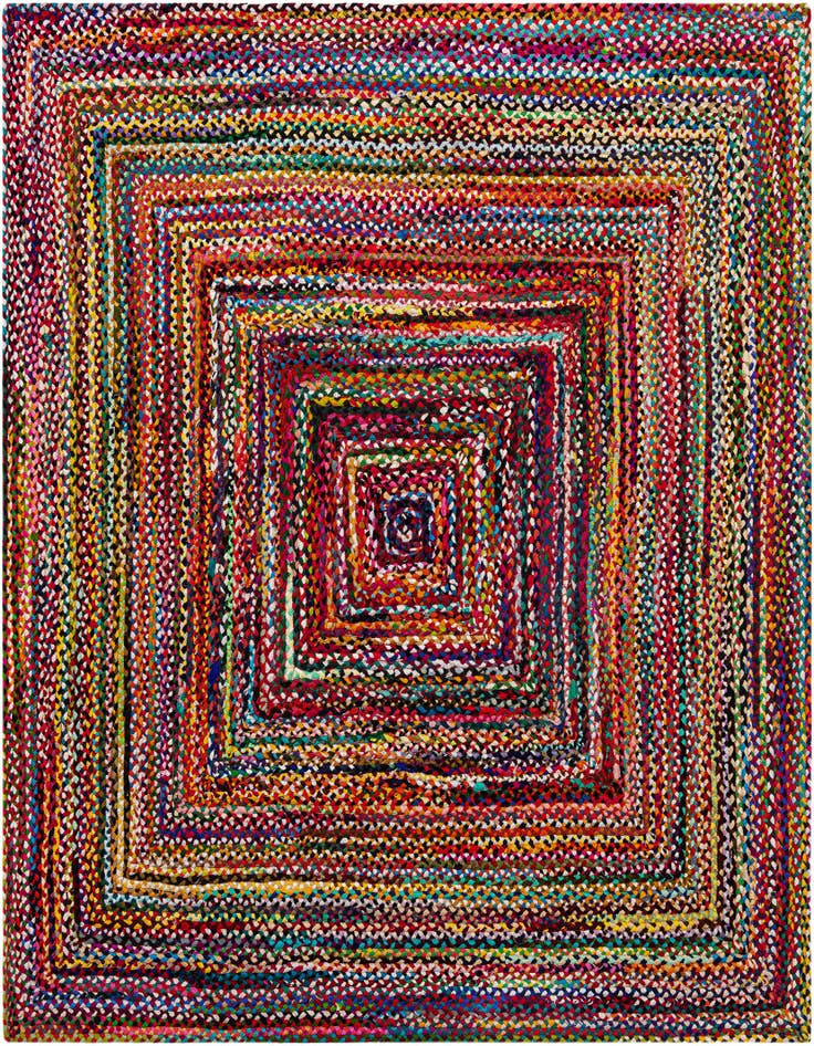 Detail image of 8' x 8'  Hand Braided Chindi Square Rug
