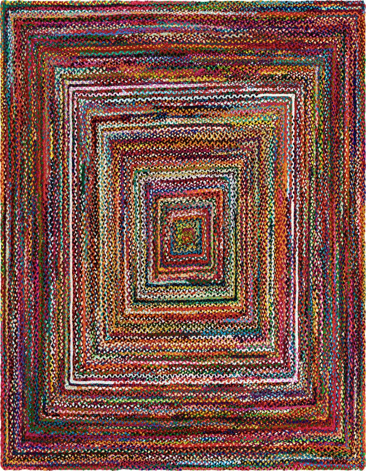 Detail image of 10' x 10'  Hand Braided Chindi Square Rug