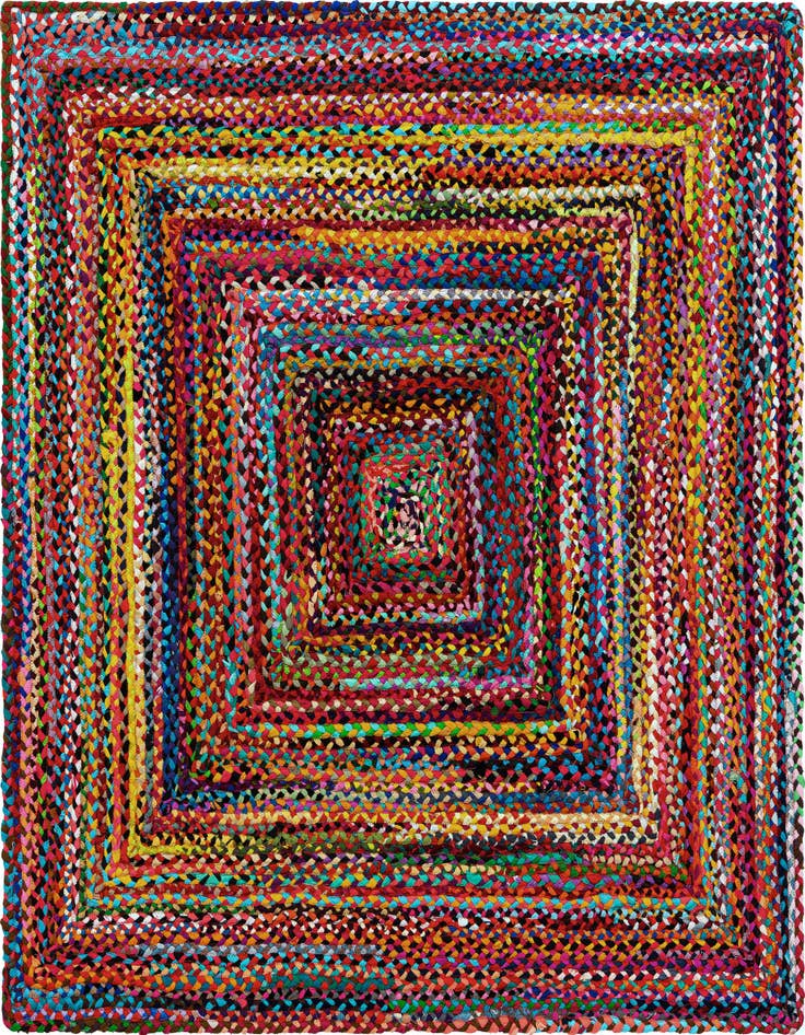 Detail image of 6' 1 x 6' 1  Hand Braided Chindi Square Rug