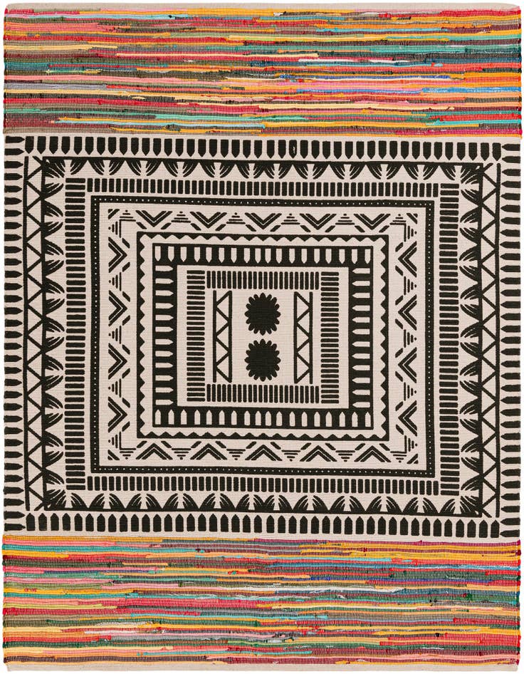 Detail image of 7' 10 x 7' 10 Hand Braided Chindi Cotton Square Rug