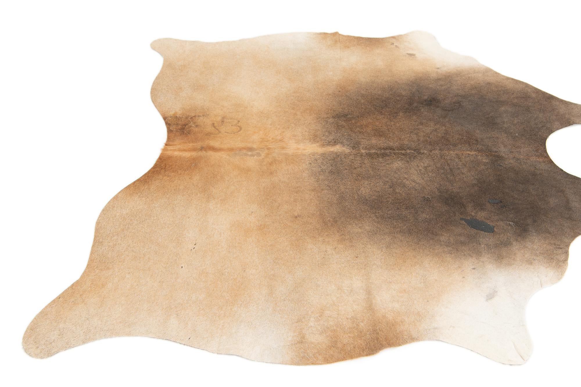 4' 4 x 4' 9 Cowhide Leather Square Rug