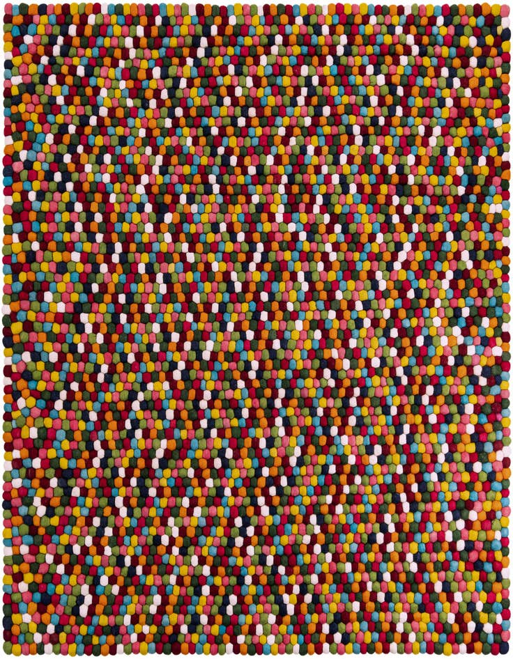 Detail image of 7' 10 x 7' 10 Felt Ball Wool Square Rug