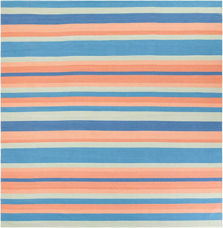 Detail image of 10' x 10' Hand Woven Flatweave Cotton Dhurrie Square Rug