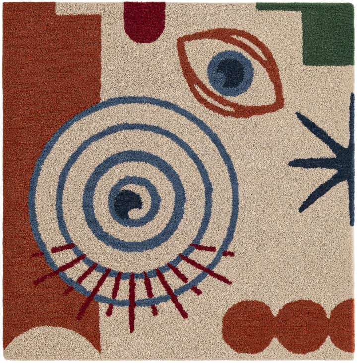 4' 1 x 4' 1 Handtufted Wool Square Rug