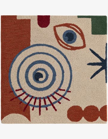 4' 1 x 4' 1 Handtufted Wool Square Rug