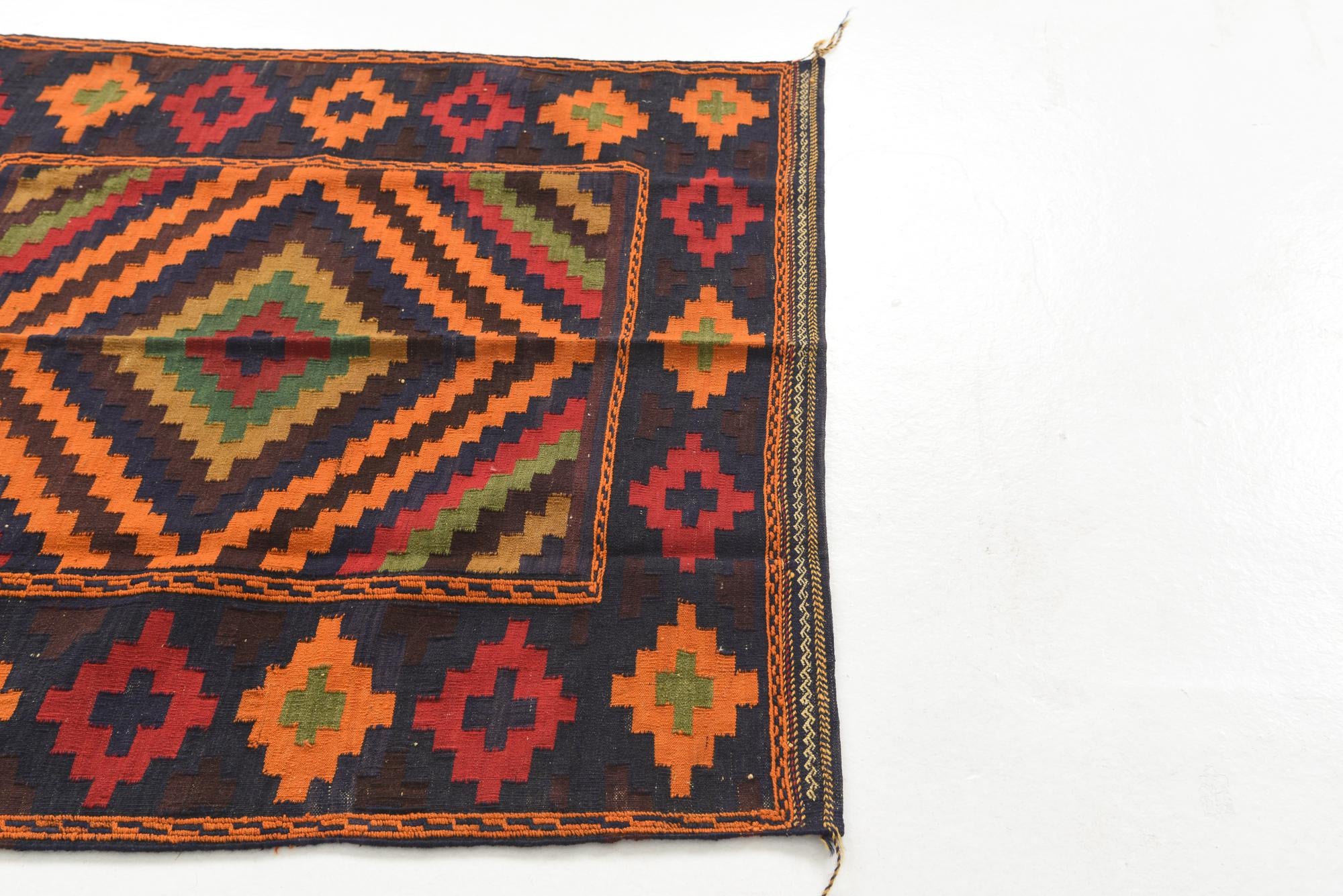3' 10 x 4' Hand Knotted Kilim Fars Persian Wool Square Rug