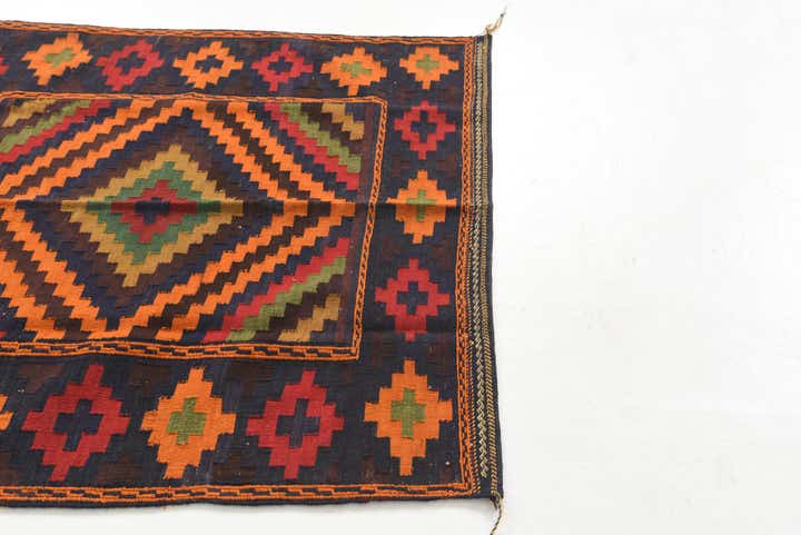 3' 10 x 4' Hand Knotted Kilim Fars Persian Wool Square Rug