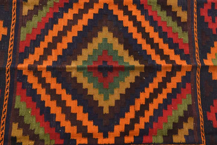 3' 10 x 4' Hand Knotted Kilim Fars Persian Wool Square Rug