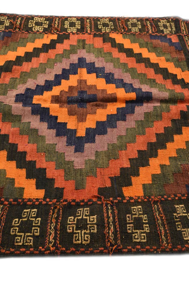 Detail image of 3' 9 x 3' 9 Hand Woven Kilim Fars Wool Square Rug