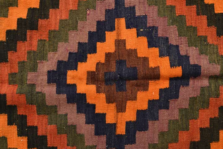 3' 9 x 3' 9 Hand Woven Kilim Fars Wool Square Rug