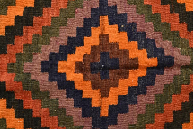 Detail image of 3' 9 x 3' 9 Hand Woven Kilim Fars Wool Square Rug