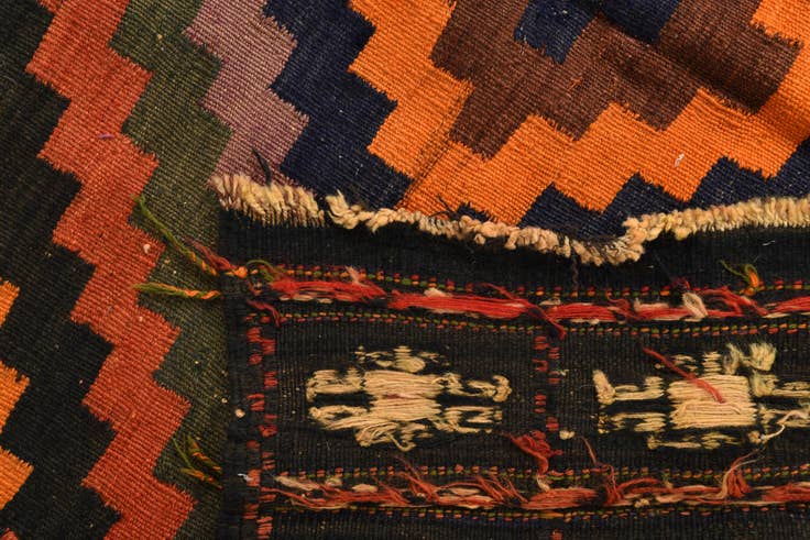 Detail image of 3' 9 x 3' 9 Hand Woven Kilim Fars Wool Square Rug