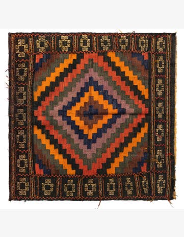 3' 9 x 3' 9 Hand Woven Kilim Fars Wool Square Rug