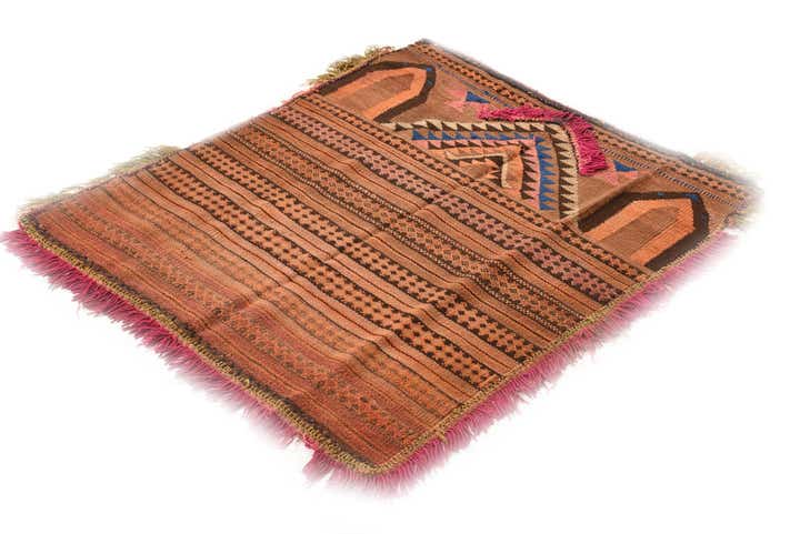 3' 3 x 4' Hand Woven Kilim Fars Wool Square Rug