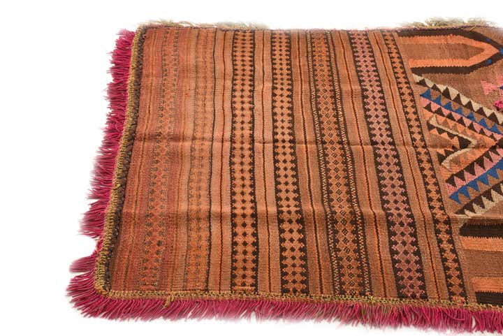 3' 3 x 4' Hand Woven Kilim Fars Wool Square Rug