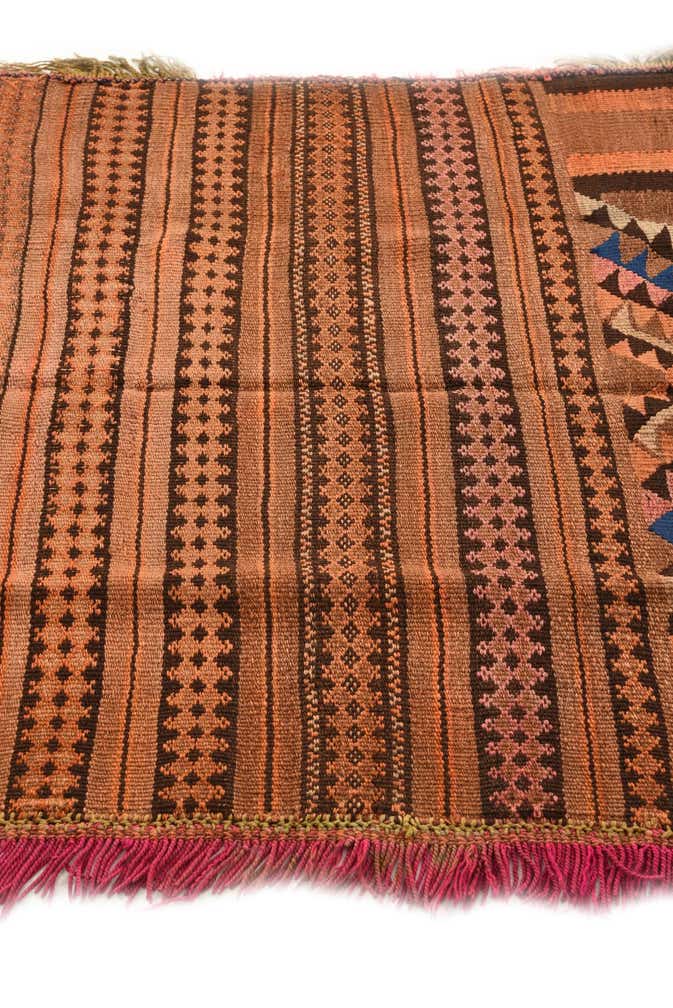 3' 3 x 4' Hand Woven Kilim Fars Wool Square Rug