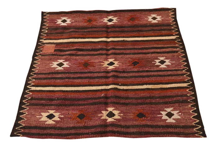 3' 4 x 3' 5 Hand Woven Kilim Fars Wool Square Rug