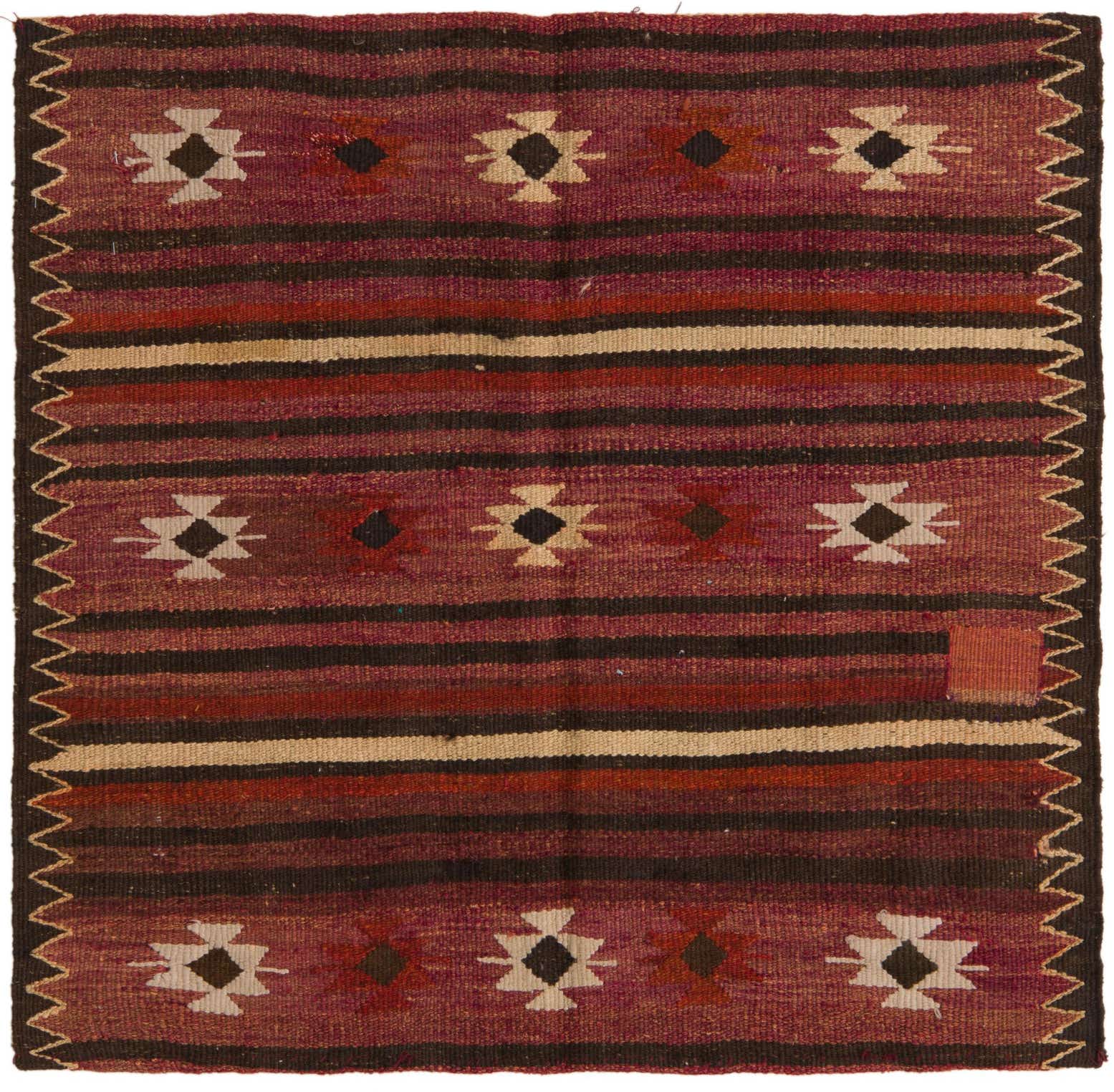 3' 4 x 3' 5 Hand Woven Kilim Fars Wool Square Rug